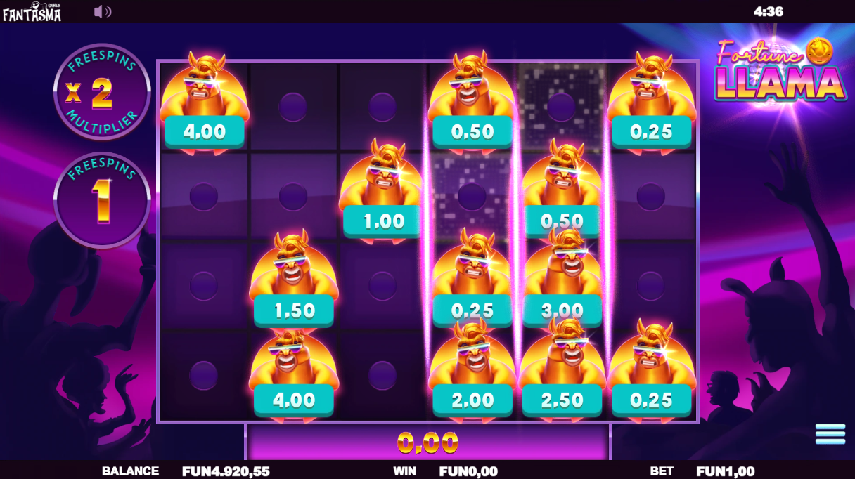 The free spins bonus feature in the Fortune Llama Fantasma slot - Flush