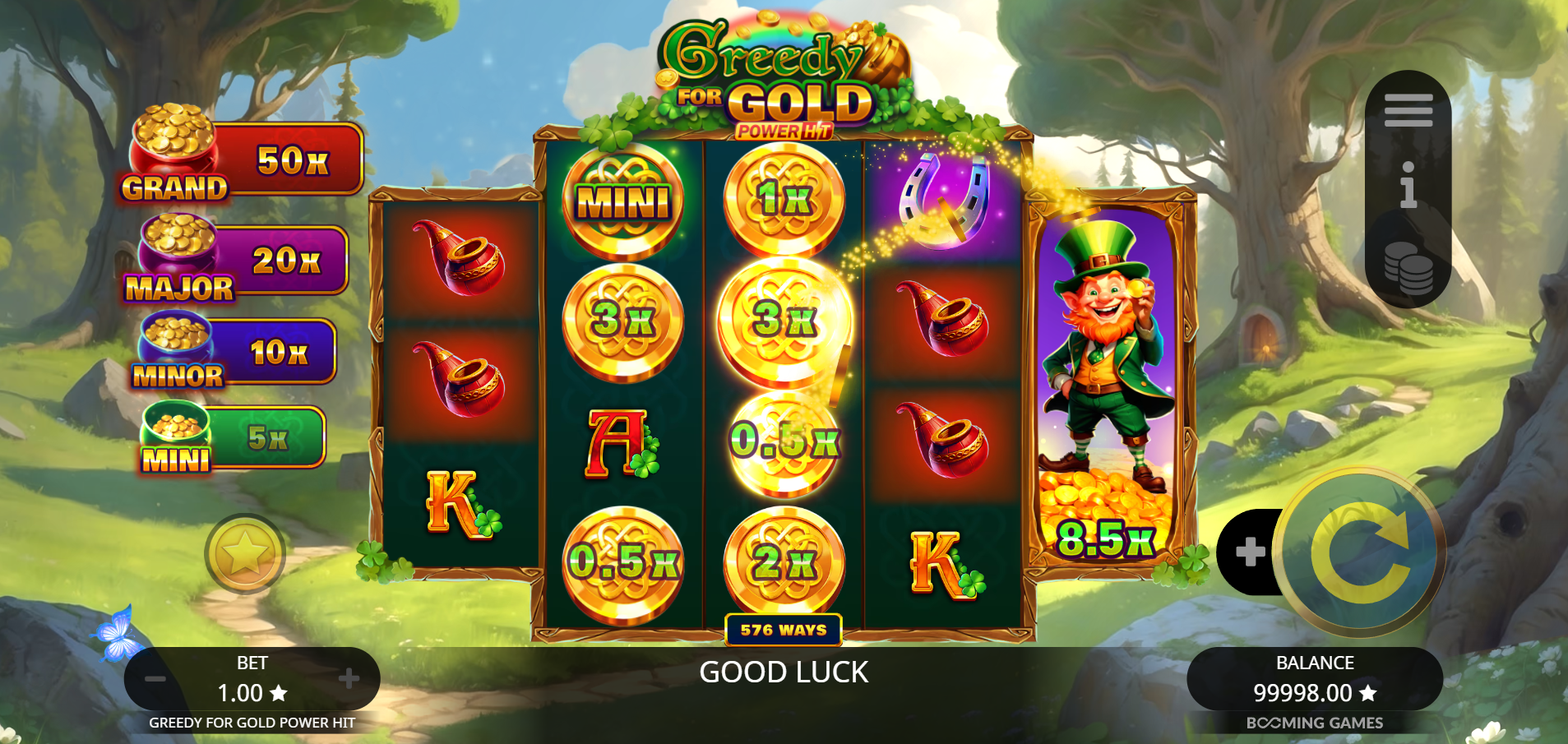 Greedy for Gold Power Hit online slot real money showing the active Cash Collection feature by Booming Games - Flush Casino