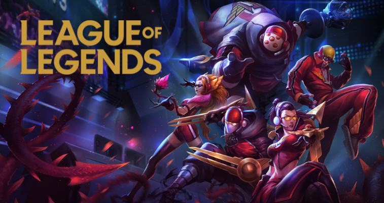 League of Legends champions artwork with game logo overlay – Flush Sportsbook