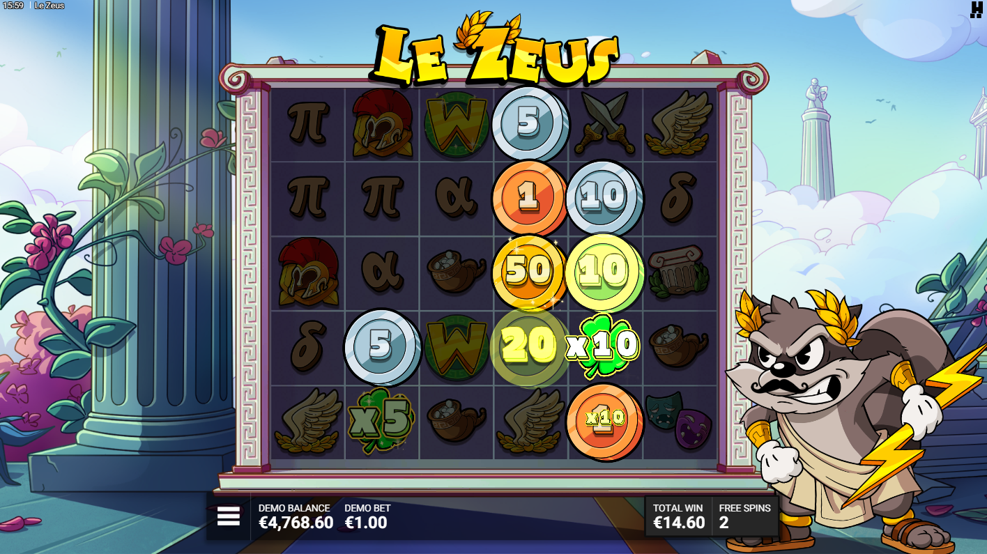 Le Zeus slot by Hacksaw Gaming – Bolt & Run Free Spins Bonus feature - Flush
