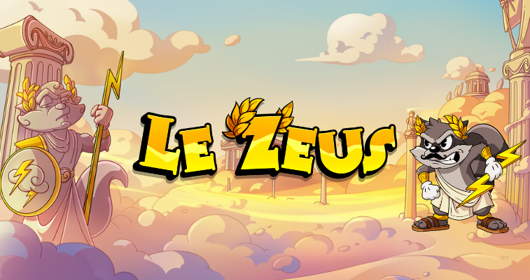 Le Zeus slot by Hacksaw Gaming – Smokey Le Racoon as Zeus over Olympus clouds - Flush