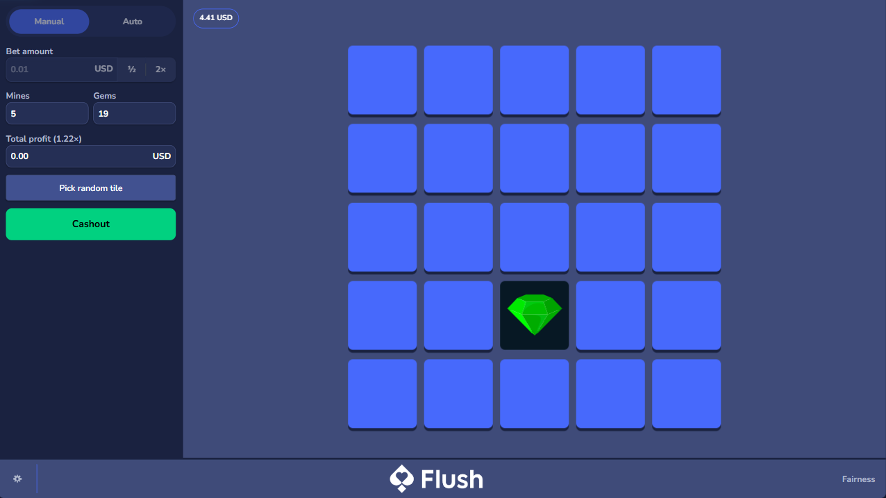 Crypto Mines Gambling, live game with 1 Diamond Win - Flush Originals