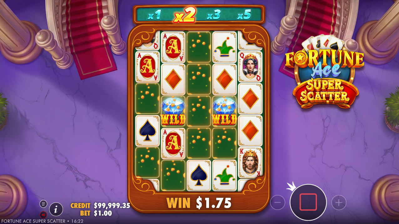 Fortune Ace Super Scatter slot - tumble feature on reels - Flush Casino & Sportsbook