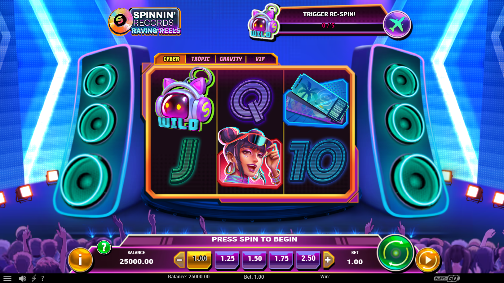 Spinnin' Records Raving Reels Level 1 Cyber, base game - Play'n go - Flush Casino & Sportsbook