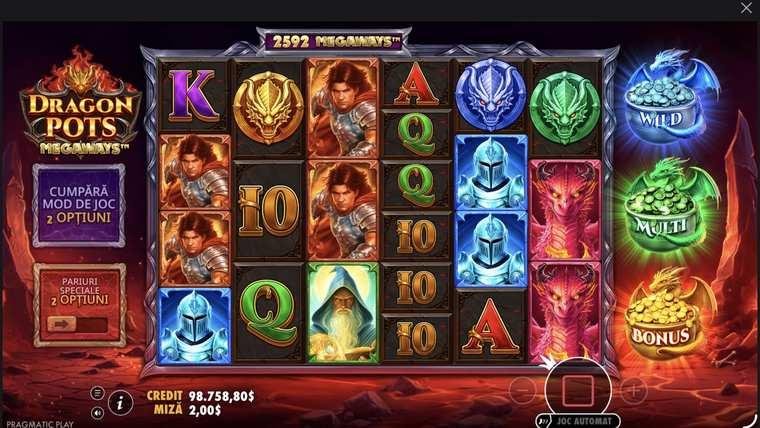 Dragon Pots Megaways Base game: a Wild symbol lands with a $6.00 win at 2,250 Meg