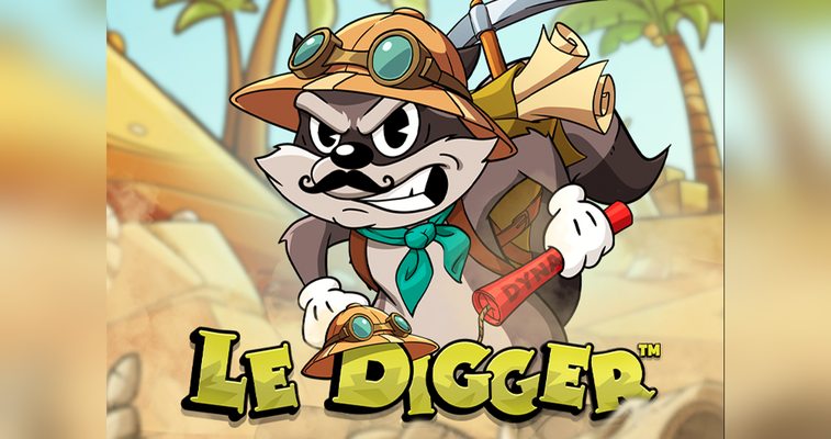Le Digger slot by Hacksaw Gaming with tomb explorer character holding dynamite at Flush