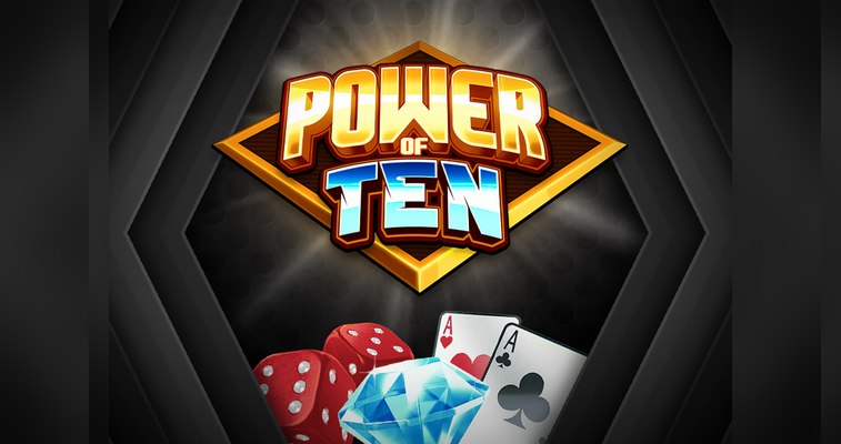 Power of Ten Hacksaw Gaming official artwork featuring the luxury casino setting with black and gold aesthetic