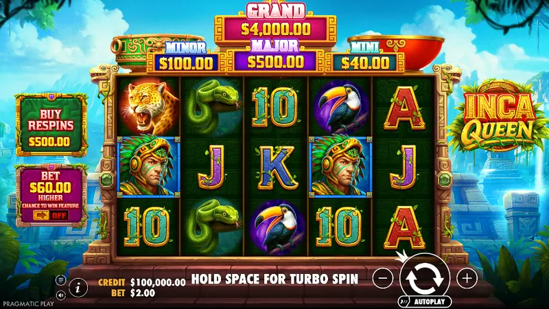 Inca Queen Money Respins bonus feature on Flush