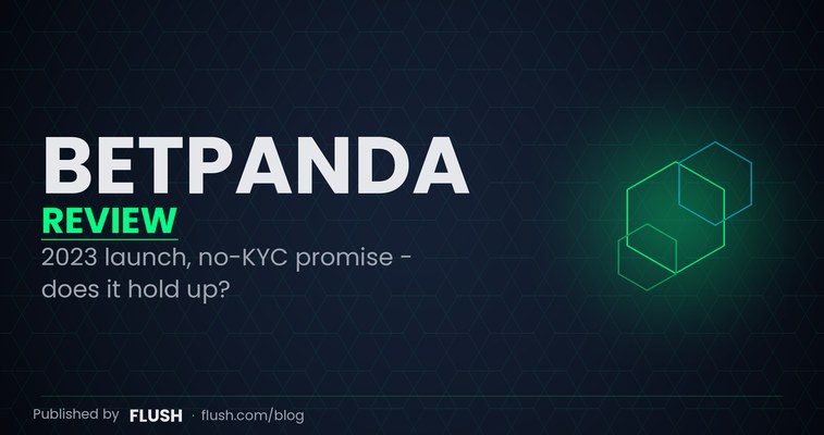 BetPanda casino review 2026 homepage showing no-KYC sign-up panel and 2.6 out of 5 Flush rating overlay over a Costa Rica registration note