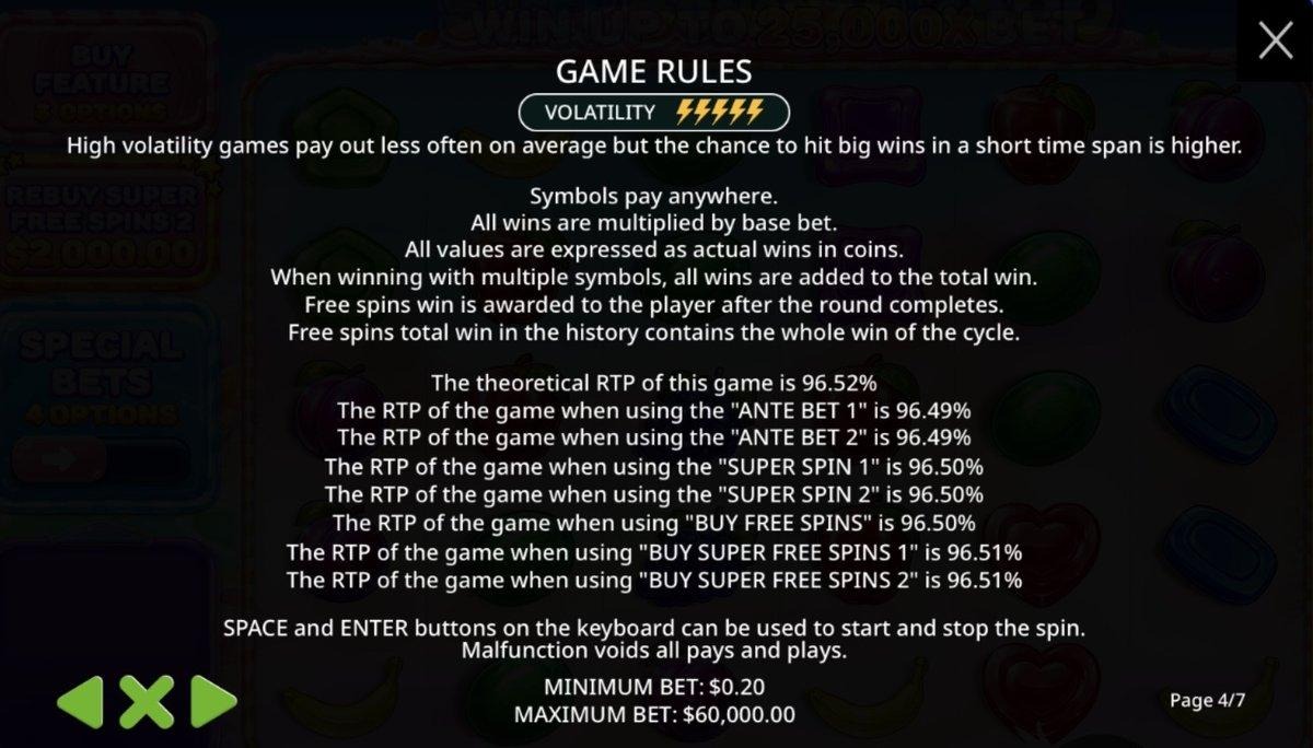 slot rtp breakdown by bet mode showing base game and bonus buy return to player percentages