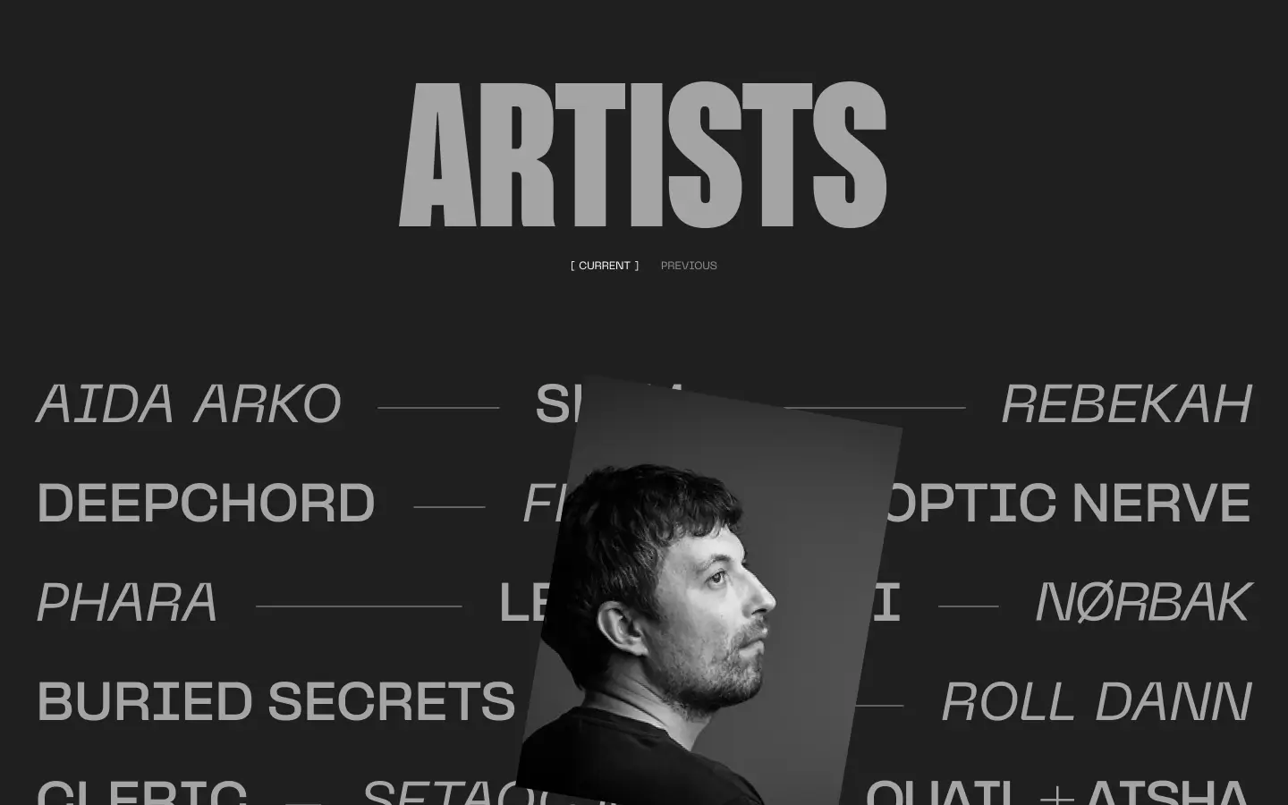 electronic music label web design project page artists