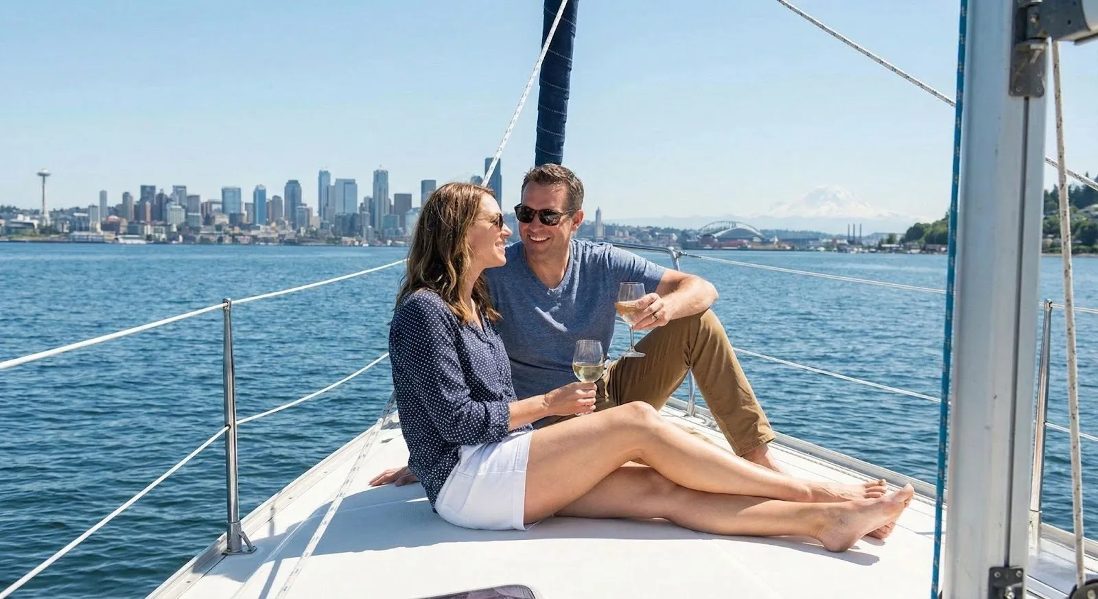 Seattle rental property owners relaxing on a boat, symbolizing time freedom gained by hiring professional property management.