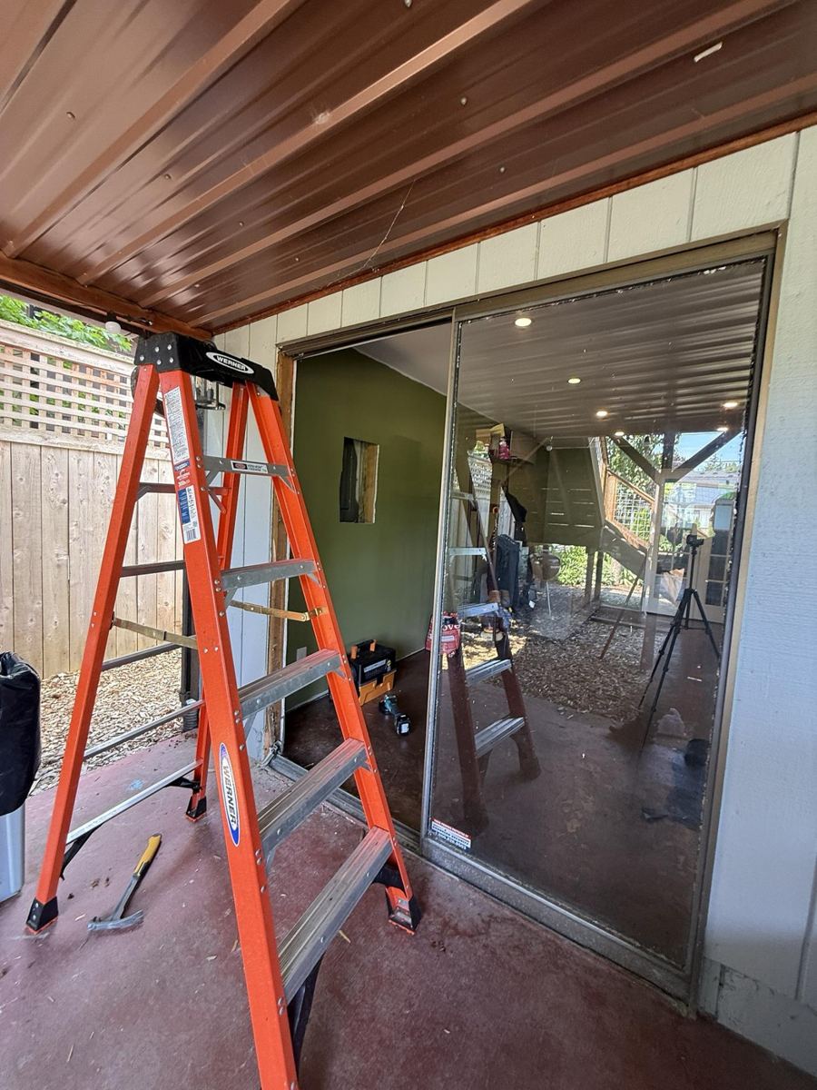 The original sliding patio door before replacement