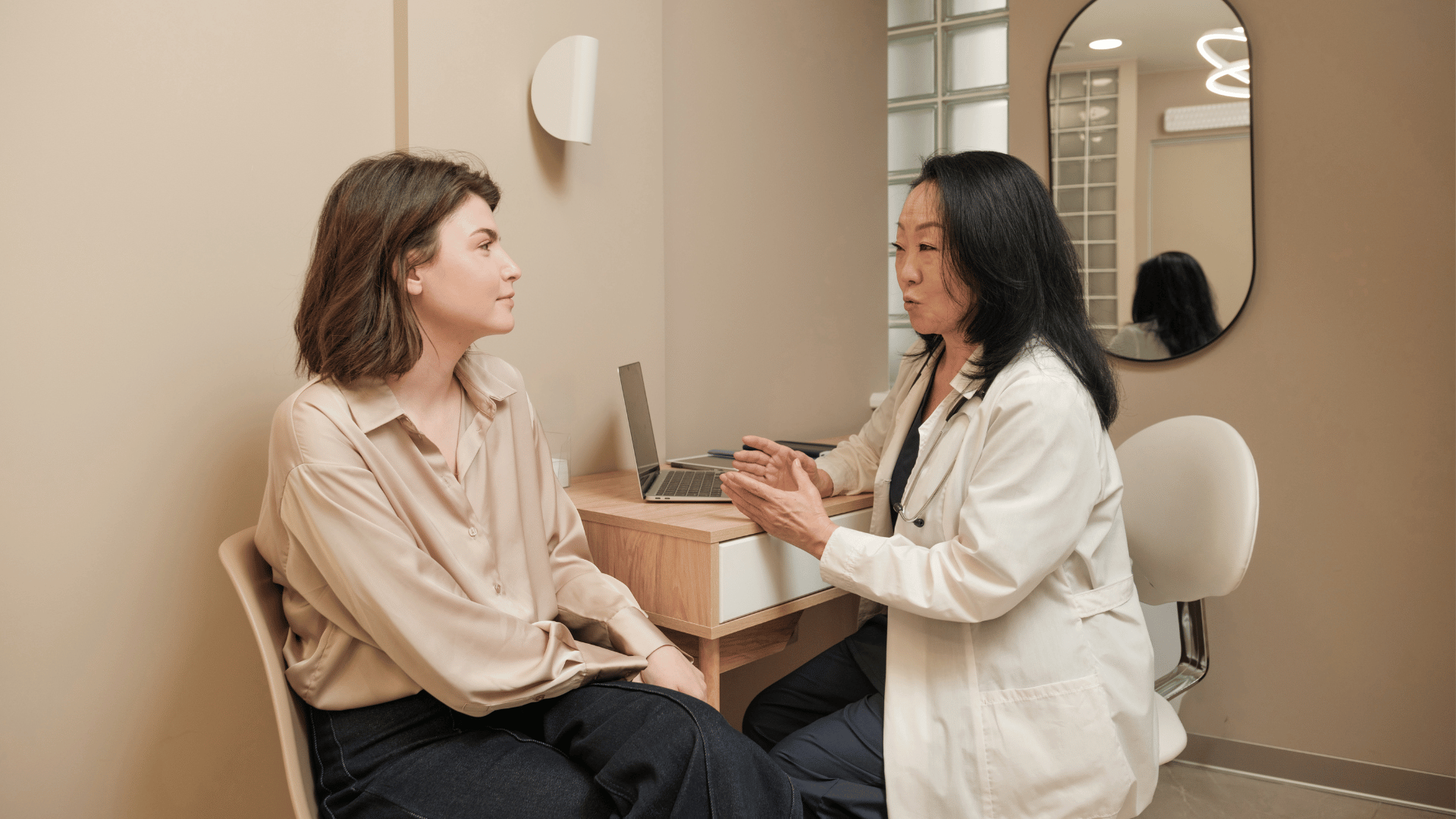 Clinician reviewing attention test results with patient as part of an ADHD evaluation