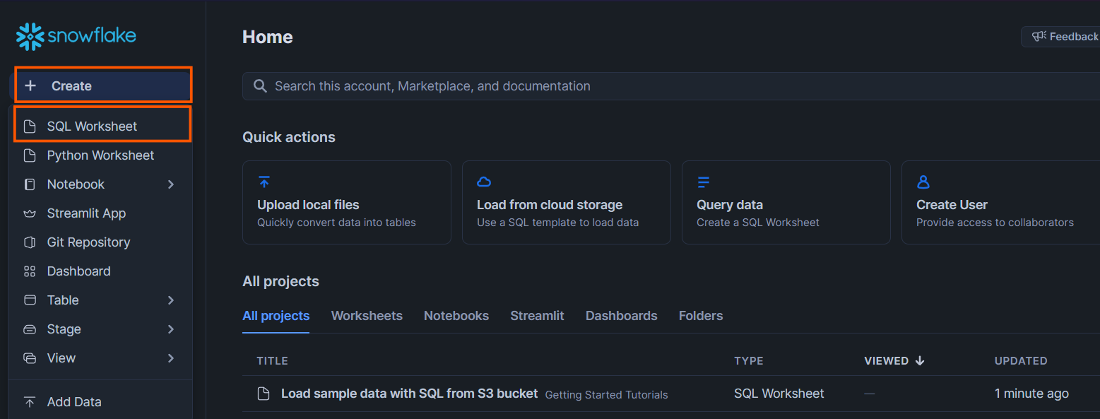 Snowflake dashboard