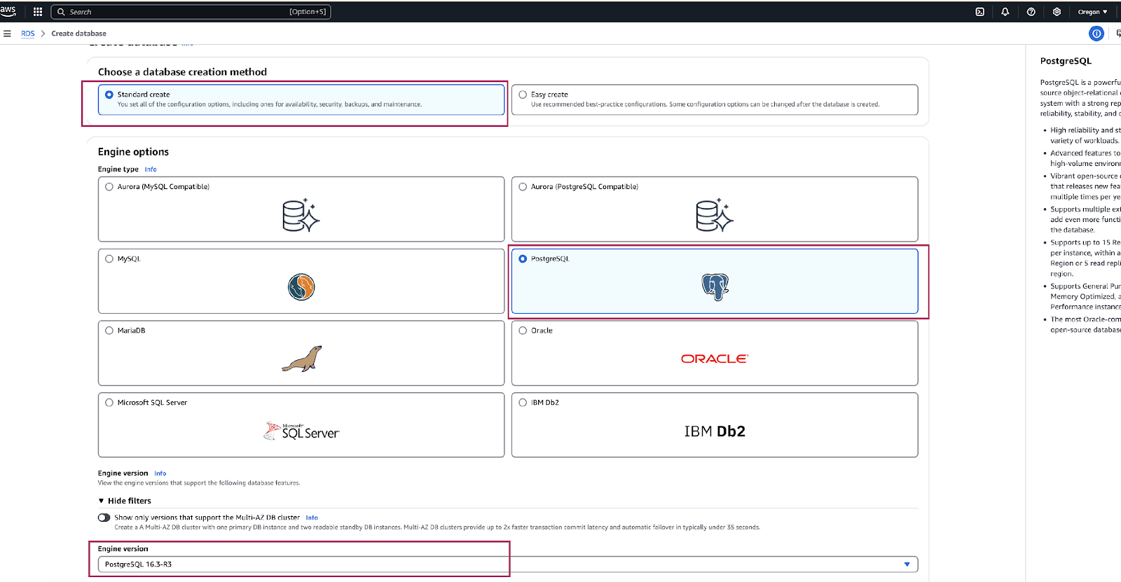 Create database page