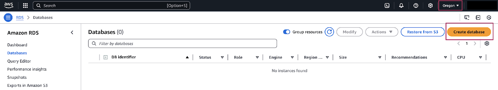Create database page