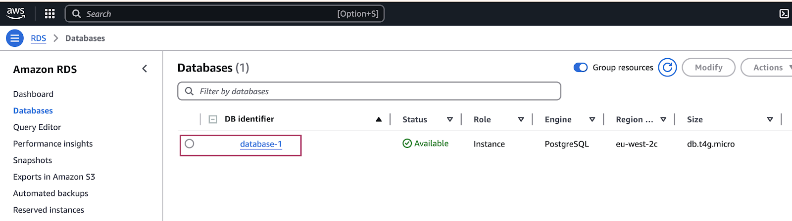Monitoring DB instance status