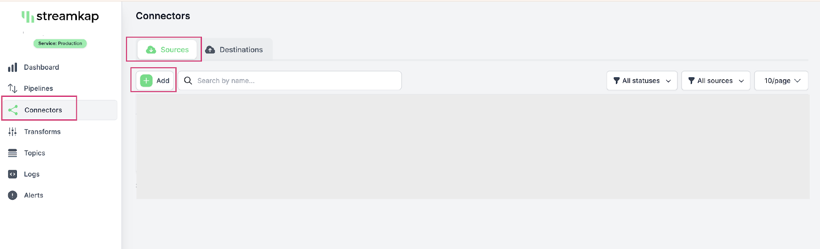 Creating a source connector page