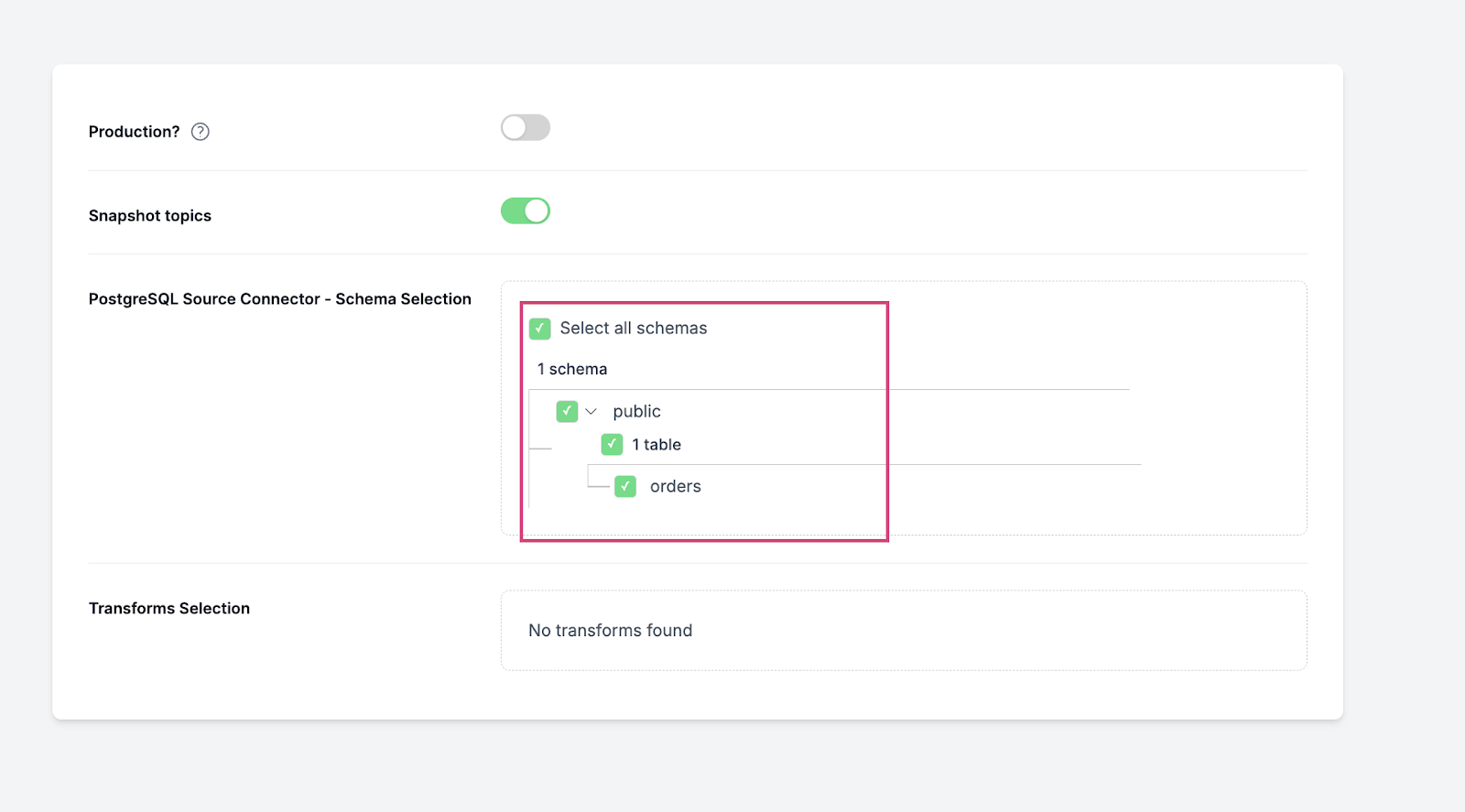 Topic choosing screen