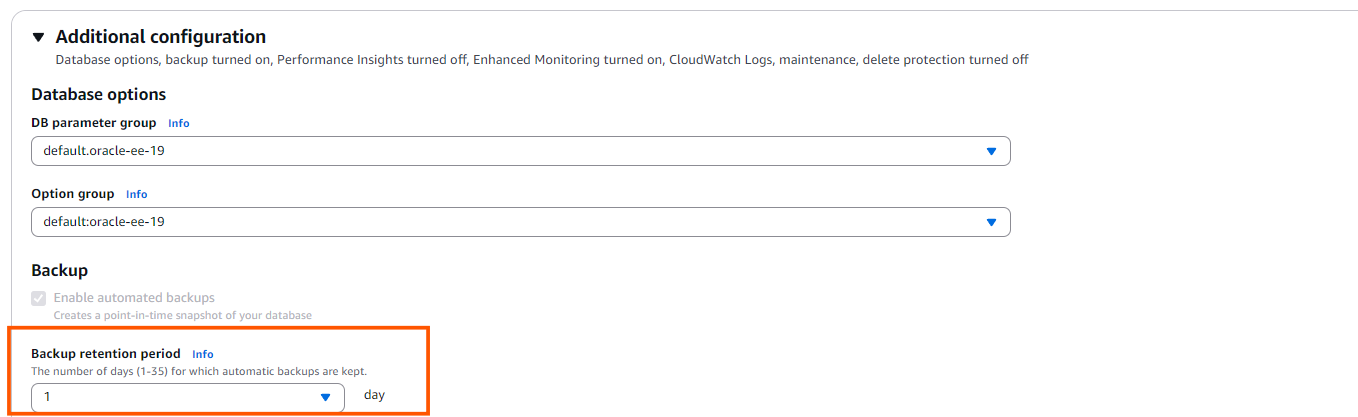 Backup retention period