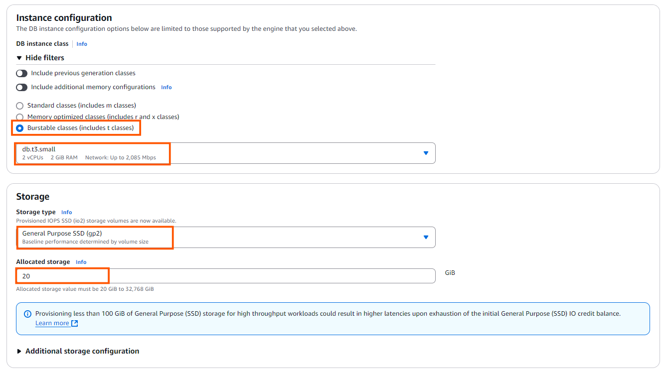 Instance and Storage Configuration