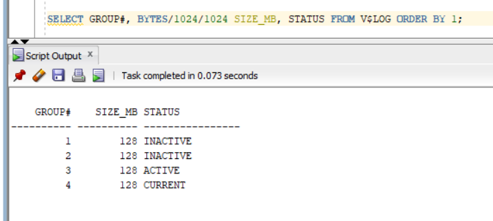 Current log size