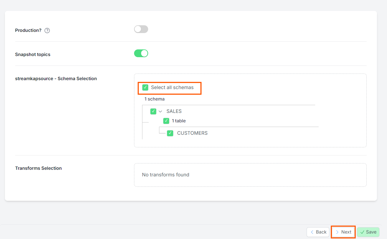 Select Schema and table