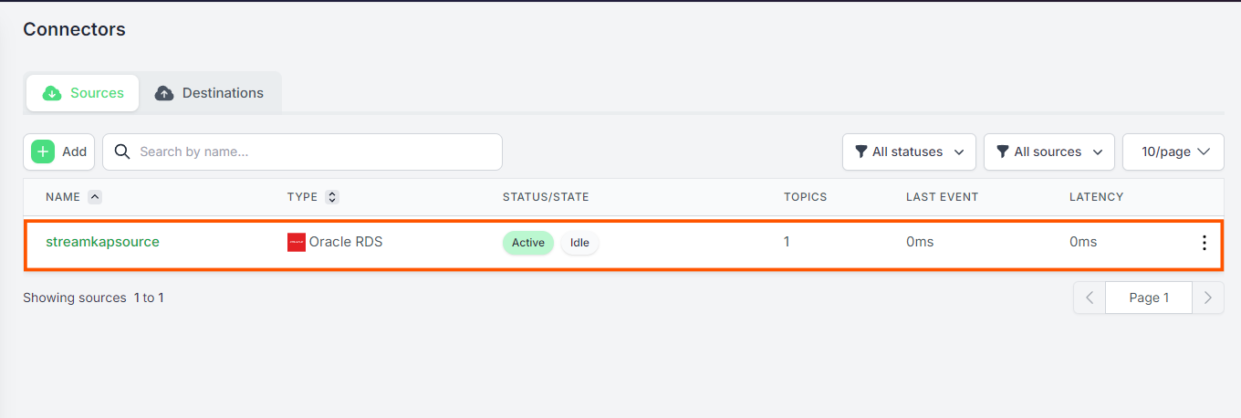 Connectors list page