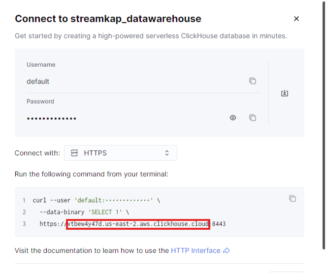 ClickHouse connection details