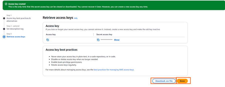 Create access key