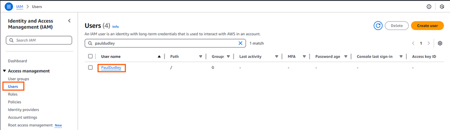 navigate to user