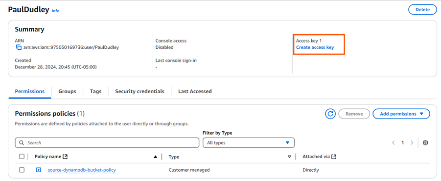 Create access key
