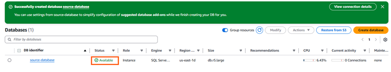 Database status