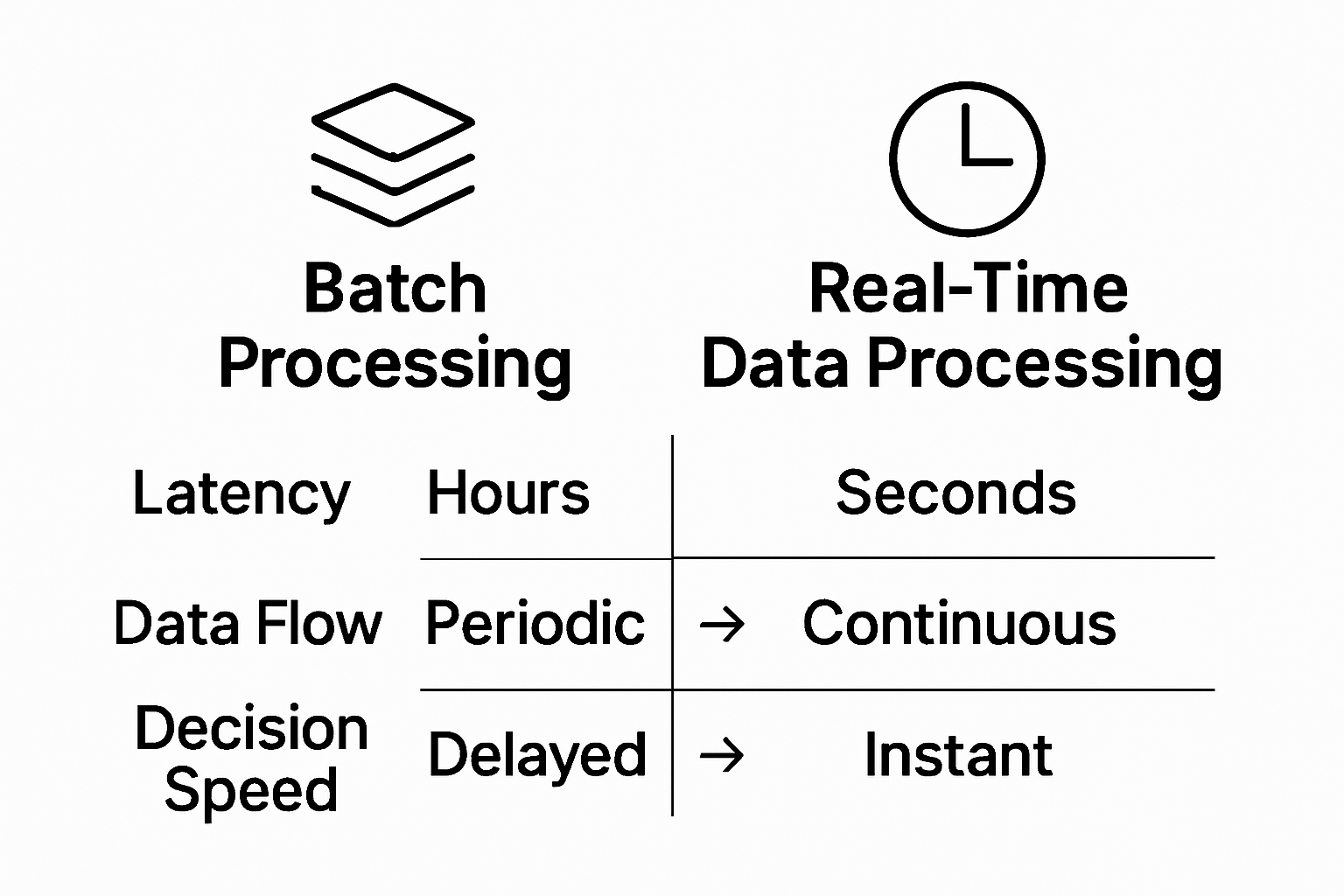 Infographic showing batch processing vs real-time data