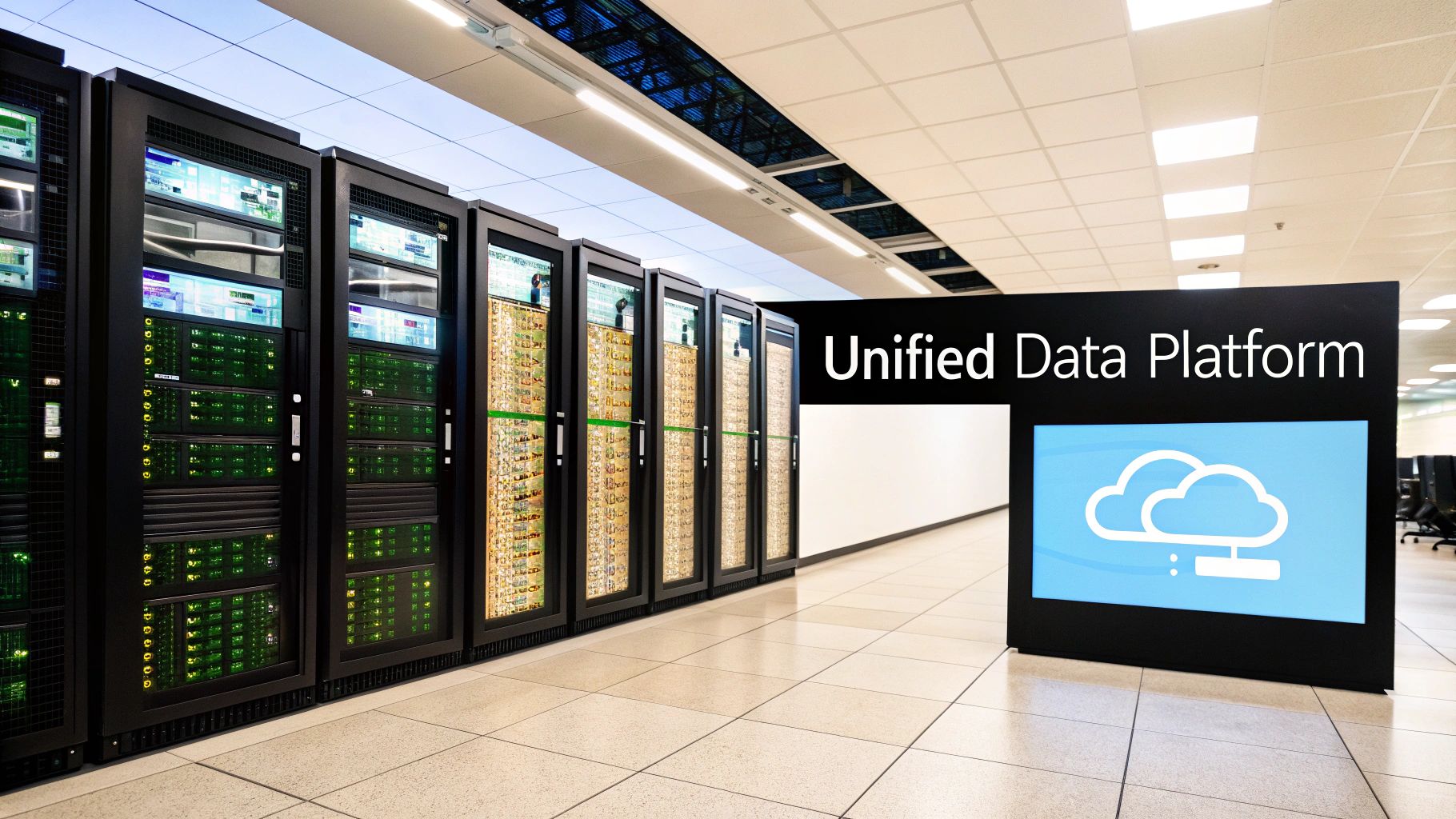 A visual representation of data flowing through interconnected digital pathways, symbolizing the choice between a data lakehouse and a data warehouse.