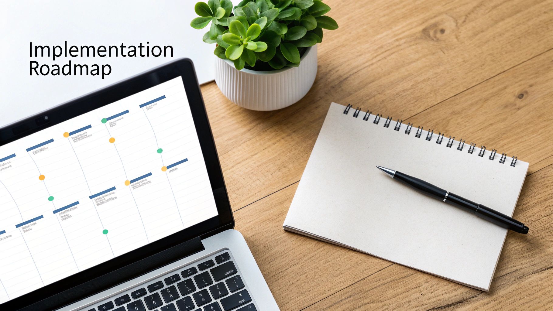 A person at a desk sketching out a strategic plan on a whiteboard