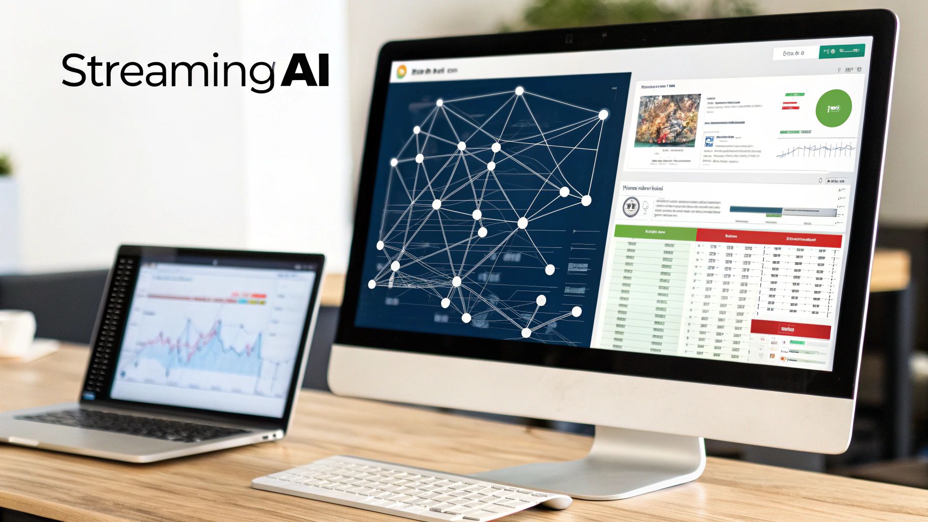 A futuristic visual representing AI and data streams integrating seamlessly