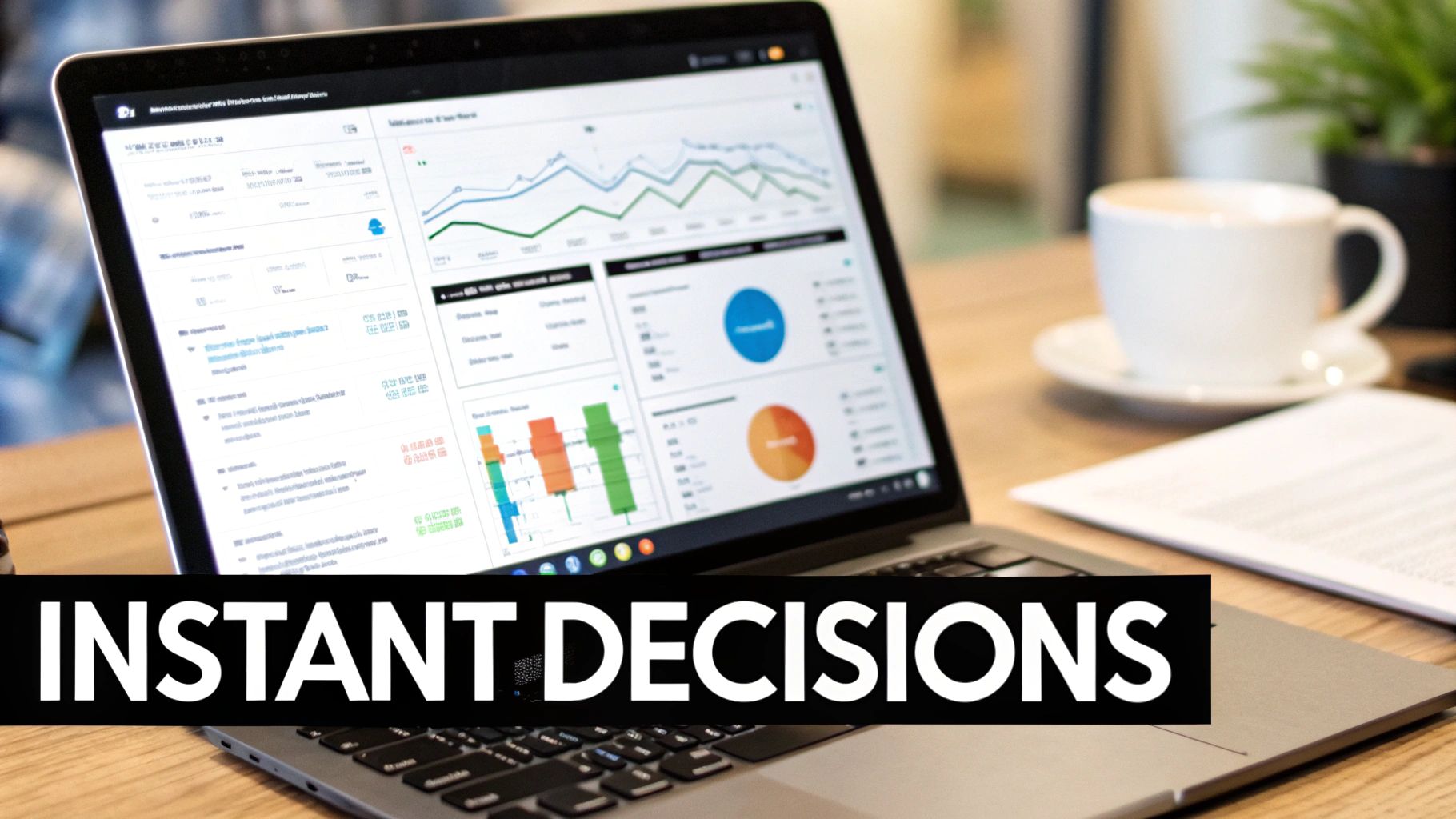 A dashboard showing real-time business analytics charts and graphs, representing immediate insights.