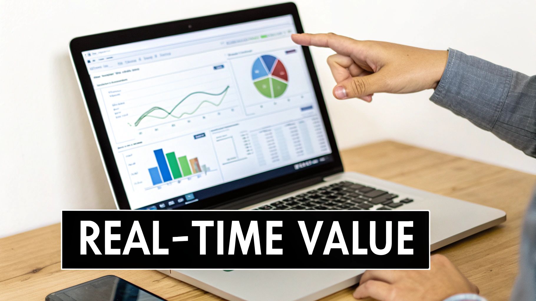 Business charts and graphs showing growth and value