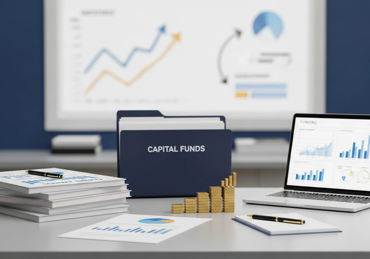Entrepreneur reviewing capital funds options for business growth on a digital tablet