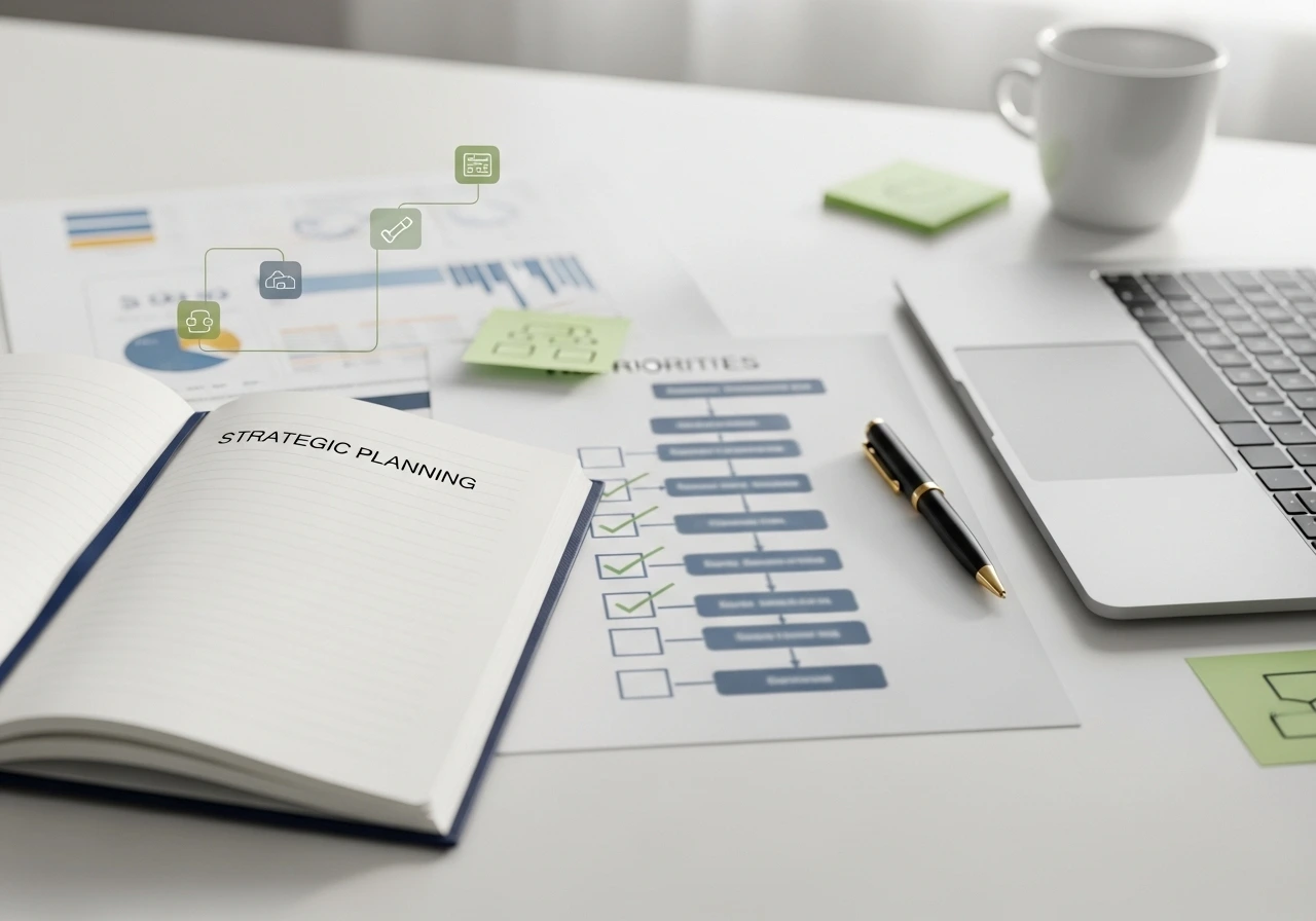 Entrepreneur preparing documents and pitch materials before raising capital