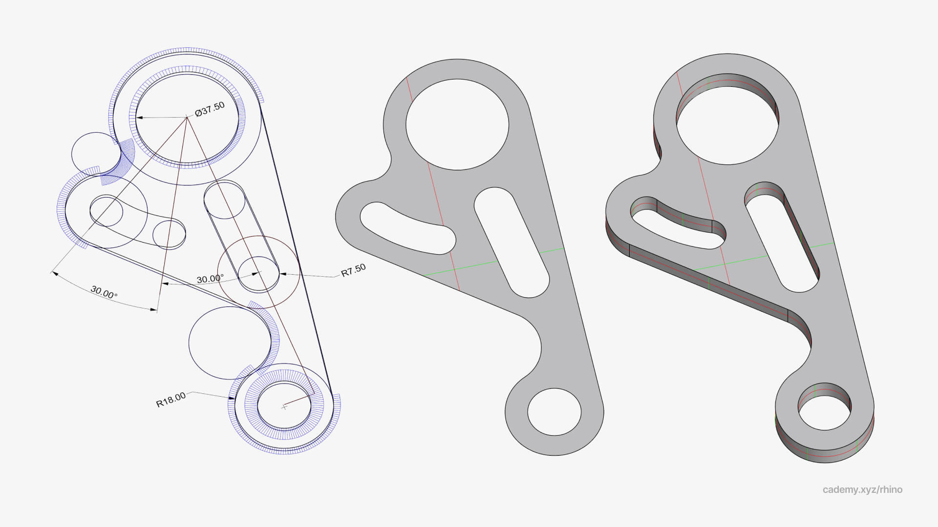 2D technical drawing Rhinoceros 3D model