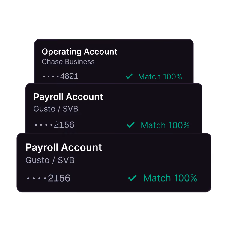 Verified account matching interface