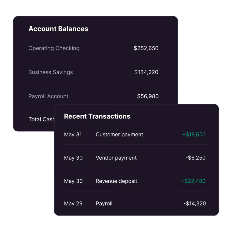 Account balances and transactions