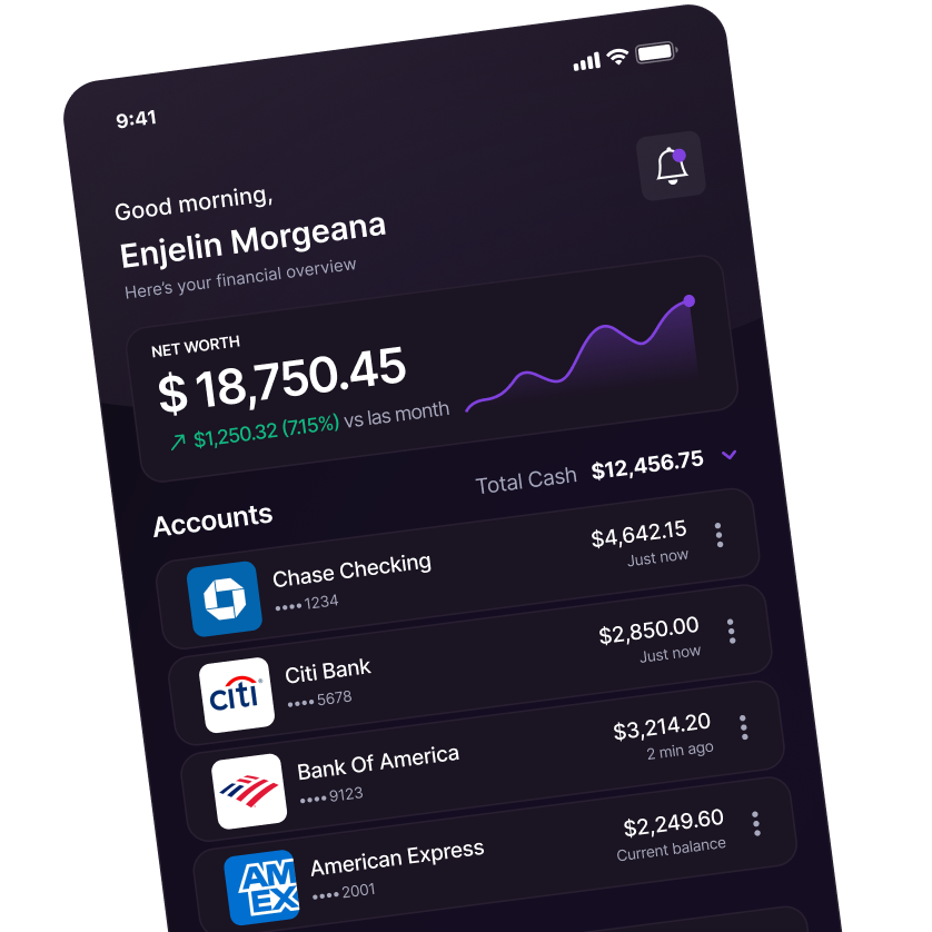Net worth and accounts dashboard
