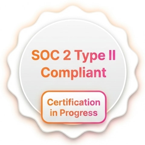 Badge stating SOC 2 Type II Compliant with Certification in Progress.