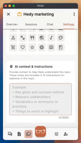 Demo of entering topic context