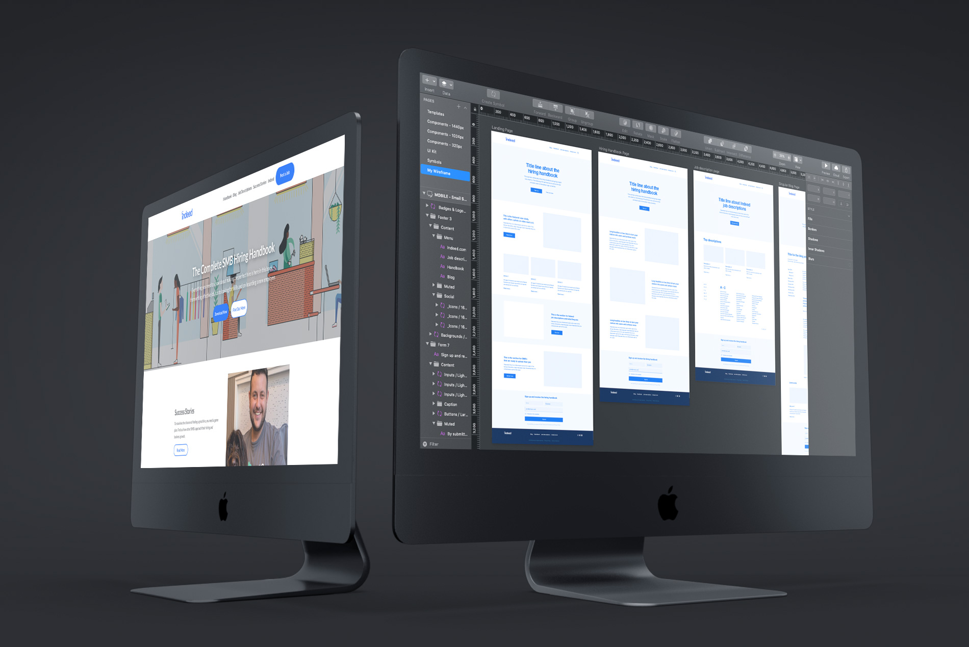 Desktop and mobile layouts of the Indeed microsite displayed together
