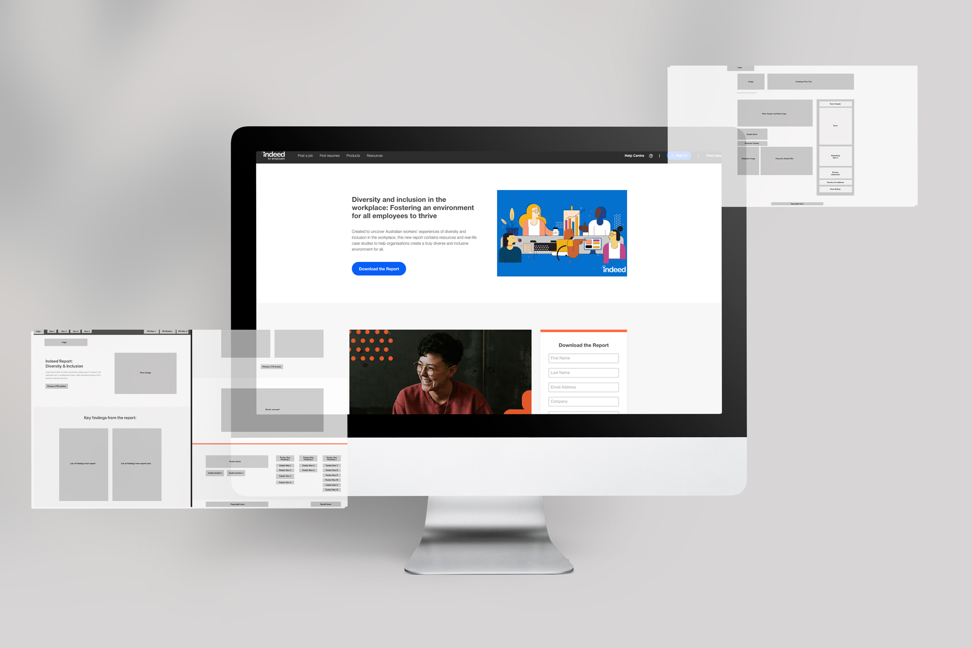 A business success story page shown on a desktop monitor